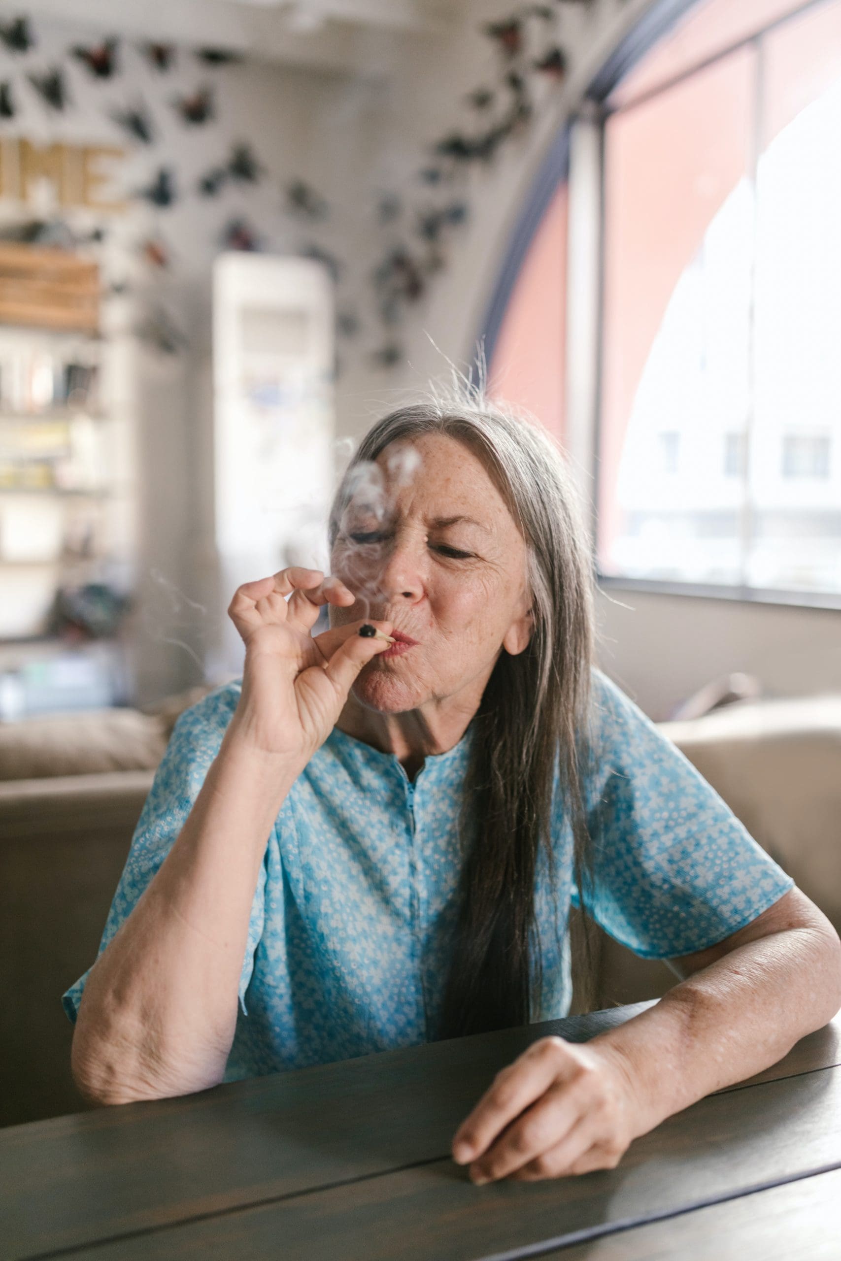 Woman smoking a joint