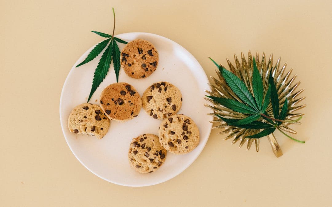 Cookies and weed leaf on a plate - the munchies