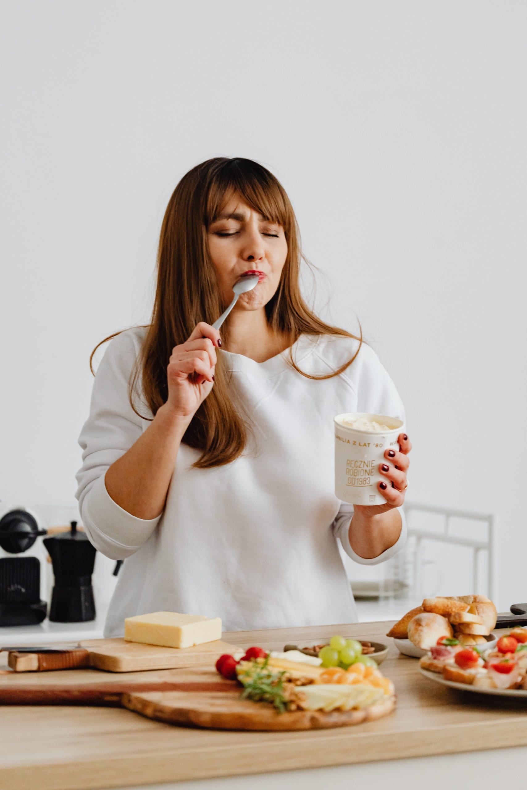 Woman eating because she has the munchies